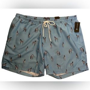 inc international concepts mens size XXL swim shorts trunks - zebra - blue NEW